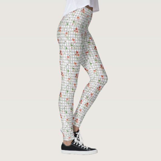 Leggings Fleurs sauvages sur En vichy d'argent (Droite)