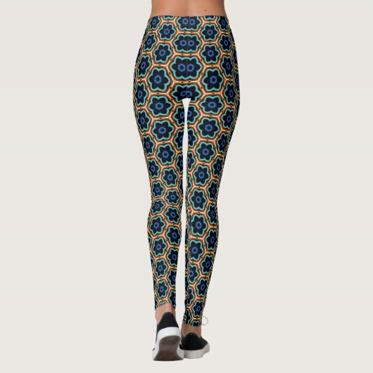 Leggings Fleurs simples bleues et jaunes (Dos)