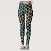Leggings Fleurs simples bleues et jaunes (Devant)