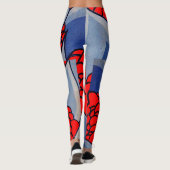 Leggings fleurs stylisées et imprimés feuille (Dos)