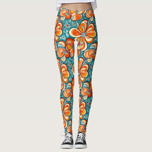 Leggings Fleurs super avec Vibes Vintages (Devant)