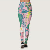 Leggings Fleurs tropicales Abstraites, motif de guache pein (Dos)