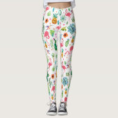 Leggings Fleurs tropicales Cactus & Flamants roses Motif (Devant)