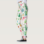 Leggings Fleurs tropicales Cactus & Flamants roses Motif<br><div class="desc">Joli motif tropical coloré avec feuilles de cactus et flamants roses sans couture motif.</div>