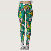 Leggings Fleurs tropicales colorées et animaux motif (Devant)