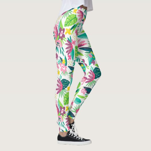 Leggings Fleurs tropicales colorées Motif sans couture (Droite)