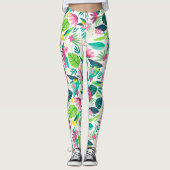 Leggings Fleurs tropicales colorées Motif sans couture (Devant)