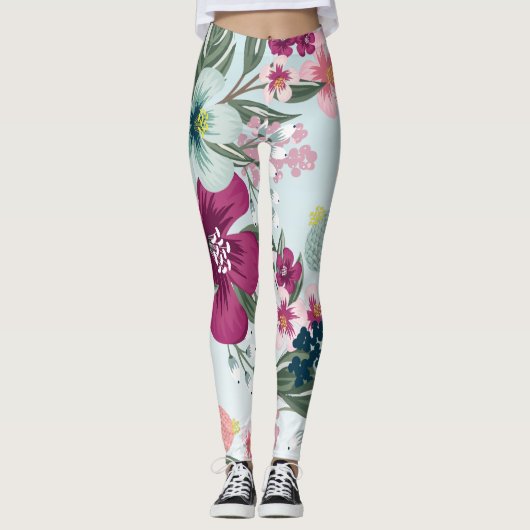 Leggings Fleurs tropicales des jambes des femmes sur l'Ombr (Devant)