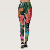 Leggings Fleurs tropicales et composition d'oiseaux. (Dos)