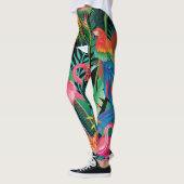 Leggings Fleurs tropicales et composition d'oiseaux. (Gauche)