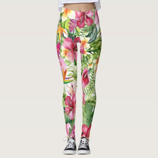 Leggings Fleurs tropicales et fleurs florales Feuilles hawa (Devant)