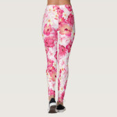Leggings Fleurs tropicales rose et blanche (Dos)
