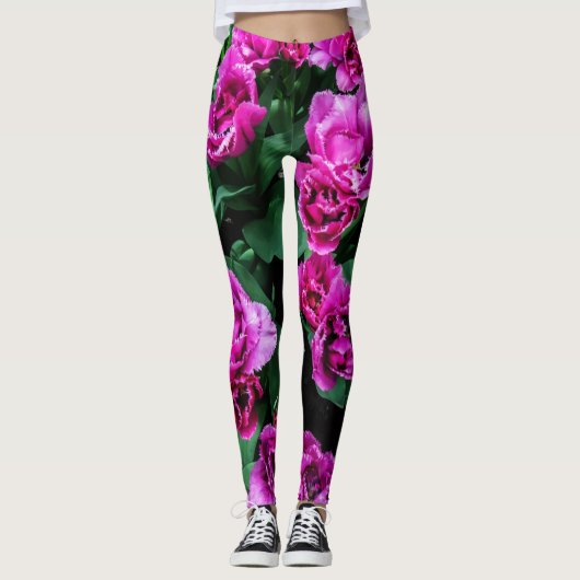 Leggings Fleurs tulipes roses (Devant)