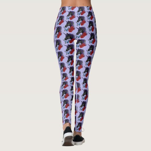 Leggings Fleurs Unicorne Noire violet (Dos)