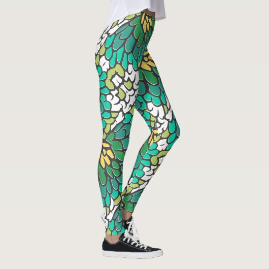 Leggings Fleurs vert et jaune (Droite)