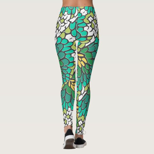 Leggings Fleurs vert et jaune (Dos)