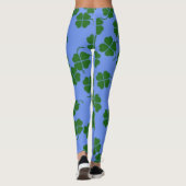 Leggings Fleurs vertes en bleu (Dos)