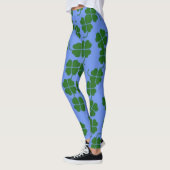 Leggings Fleurs vertes en bleu (Gauche)