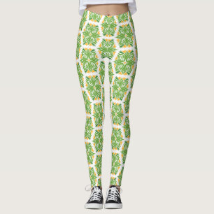 Leggings Fleurs Vertes, Motif De Fleurs, Modèle Floral