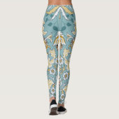 Leggings Fleurs vintages, feuillage bleu clair transparent (Dos)