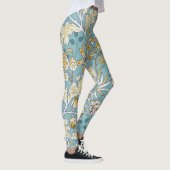 Leggings Fleurs vintages, feuillage bleu clair transparent (Droite)