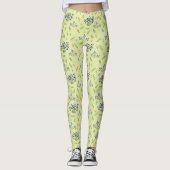 Leggings fleurs violet et jaune motif (Devant)