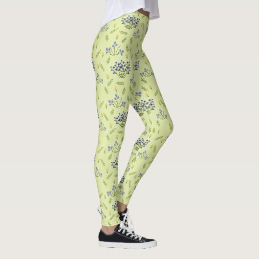 Leggings fleurs violet et jaune motif (Droite)