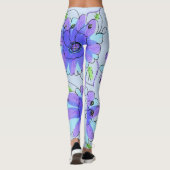 Leggings Fleurs Violets Et Bleus (Dos)