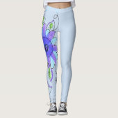 Leggings Fleurs Violets Et Bleus (Devant)