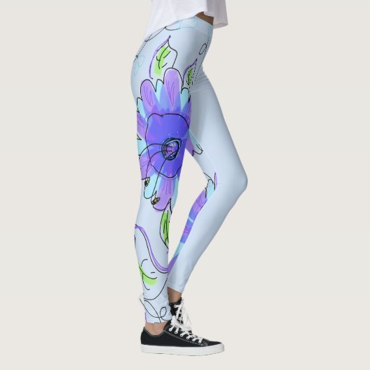 Leggings Fleurs Violets Et Bleus (Droite)