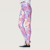 Leggings Fleurs violettes : Aquarelle Élégance Florale. (Gauche)