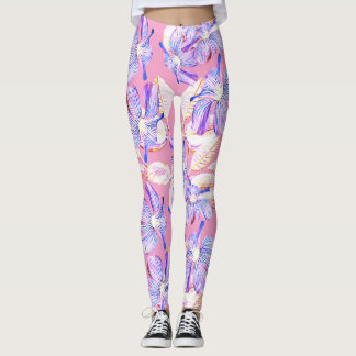 Leggings Fleurs violettes : Aquarelle Élégance Florale.