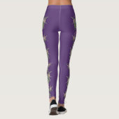 Leggings Fleurs violettes de chardon et rayures violettes (Dos)