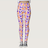 Leggings Fleurs violettes Et Oranges (Devant)