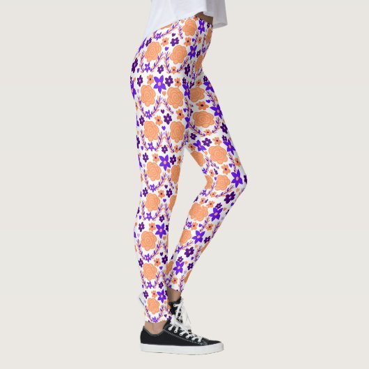 Leggings Fleurs violettes Et Oranges (Droite)