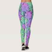 Leggings Fleurs violettes et vertes amusantes (Dos)