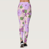 Leggings Fleurs Violettes, Modèle Floral, Motif De Fleurs (Dos)