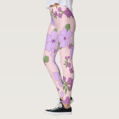 Leggings Fleurs Violettes, Modèle Floral, Motif De Fleurs (Gauche)