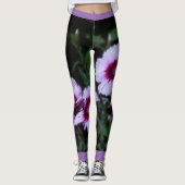Leggings Fleurs violettes, Nom Personnalisé Yoga Exercice (Devant)