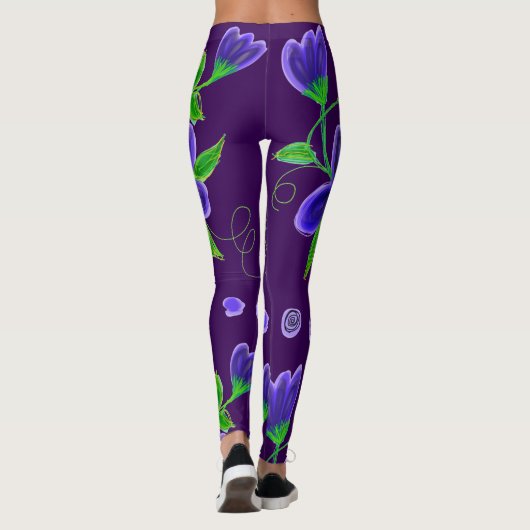 Leggings Fleurs violettes profondes (Dos)