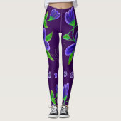 Leggings Fleurs violettes profondes (Devant)