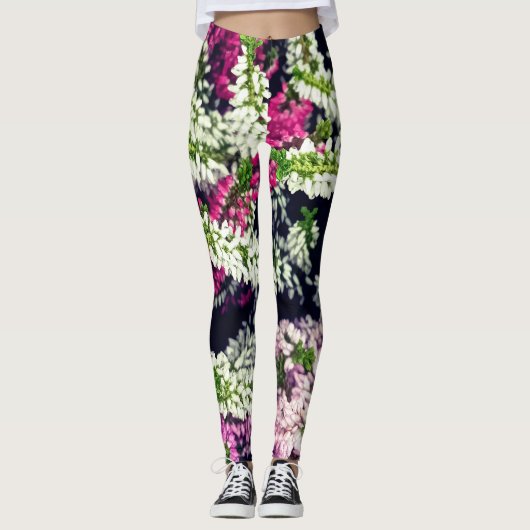 Leggings Fleurs violettes, roses et blanches (Devant)
