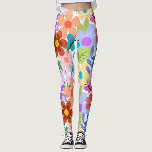Leggings Fleurs vives et colorées Papillons