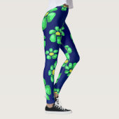 Leggings Fleurs Whimsical Vertes Daisies sur Arrière - plan (Droite)