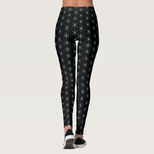 Leggings Flocon de neige bleu clair Motif sur noir (Dos)