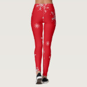 Leggings Flocon de neige illustratif rouge blanc (Dos)
