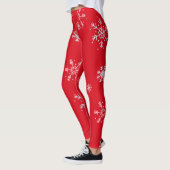 Leggings Flocon de neige illustratif rouge blanc (Gauche)