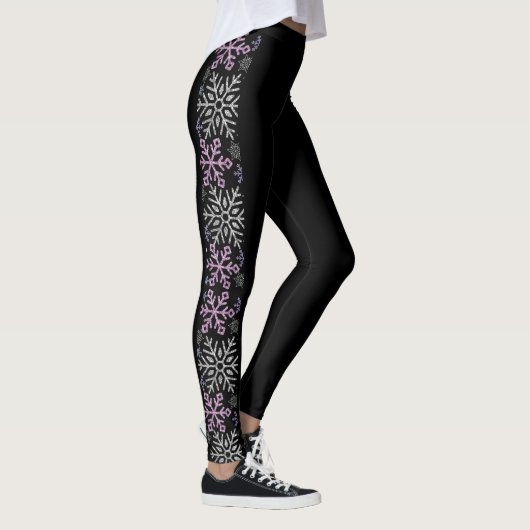 Leggings Flocon de neige Noël violet argent (Droite)