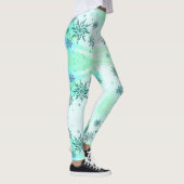 Leggings Flocon de neige tourbillon bleu vert blanc mignon (Droite)
