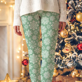 Leggings Flocon de neige vert et blanc Noël Motif